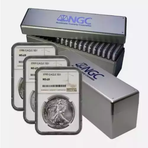 1986-2025 1 OZ AMERICAN SILVER EAGLE SET OF 41 COINS NGC MS69 (3)