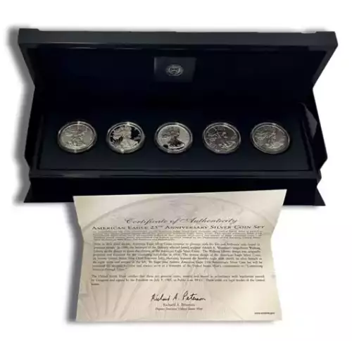 2011 American Silver Eagle 5-Coin 25th Anniversary Set w/ Box & COA
