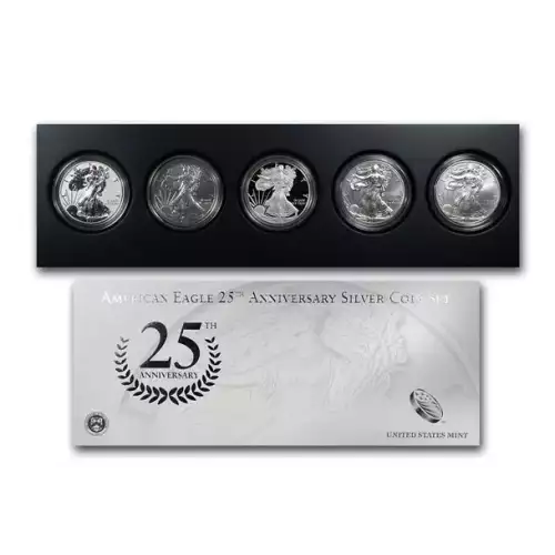 2011 American Silver Eagle 5-Coin 25th Anniversary Set w/ Box & COA (3)