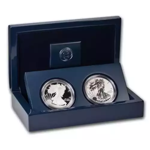2012-S 2-Coin Silver Eagle 75th Anniversary San Francisco Set w/ Box & COA 