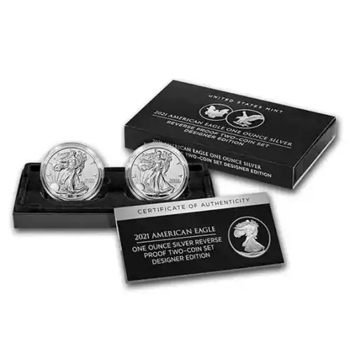 2021 Silver American Eagle 2-Coin Designer Reverse Proof Set (w/Box & COA)
